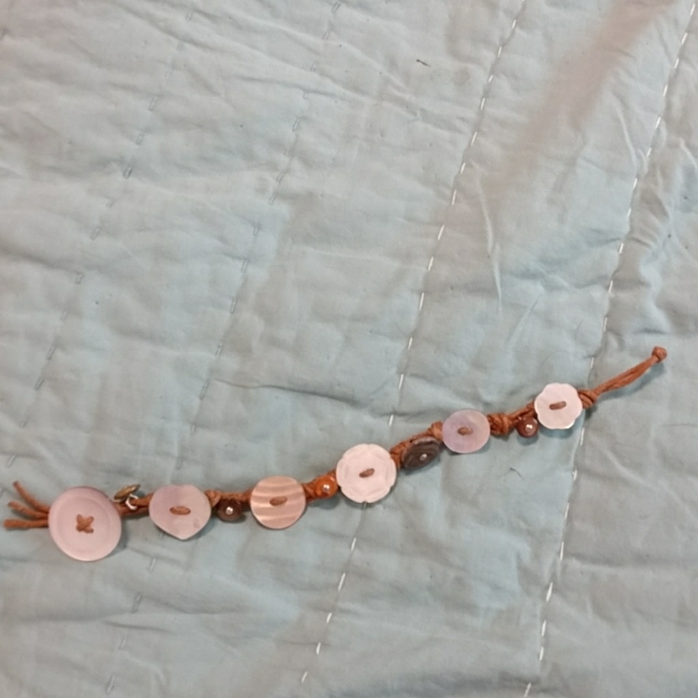Hemp and vintage Button bracelet